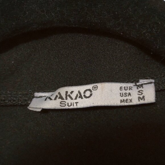 KAKAO Solid Black Collared Long Sleeve Waist Tied Jacket S - Picture 3 of 8